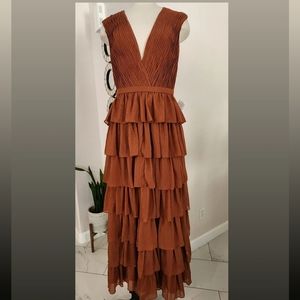 Mac Duggal Metallic tiered Gown